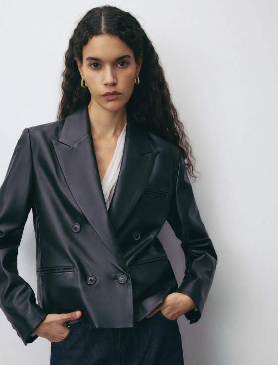 пиджак двубортный из натуральной кожи - цена, описание и отзывы - фото №2