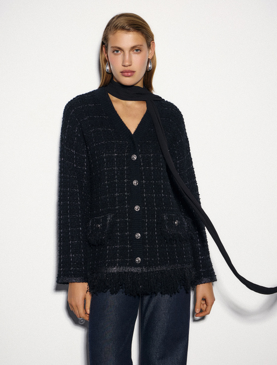 кардиган в клетку с бахромой - цена, описание и отзывы - фото №1