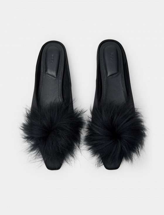 мюли из шёлка с отделкой из меха лисы - цена, описание и отзывы - фото №2