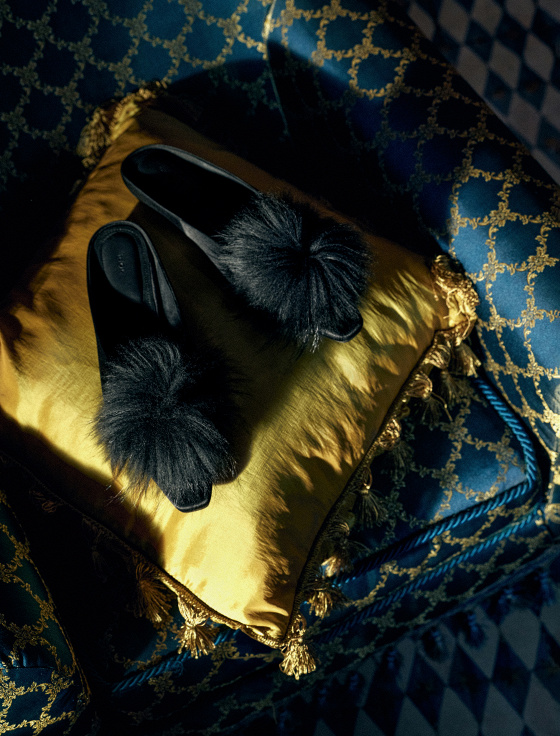 мюли из шёлка с отделкой из меха лисы - цена, описание и отзывы - фото №2