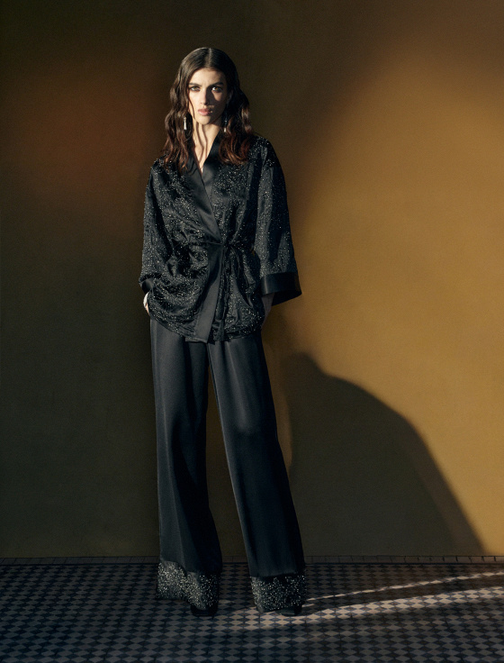 брюки из ацетата с металлизированной нитью - цена, описание и отзывы - фото №3