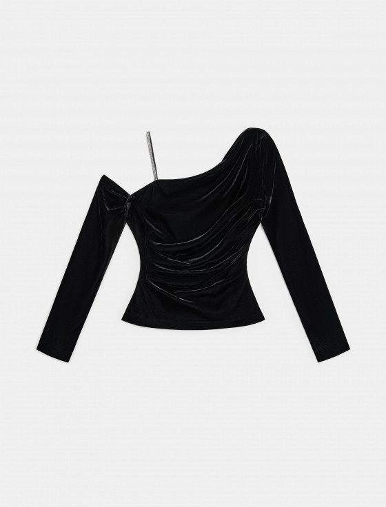 лонгслив асимметричный бархатный - цена, описание и отзывы - фото №1