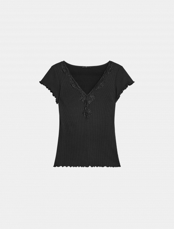 футболка с кружевом из хлопка и бамбука - цена, описание и отзывы - фото №1