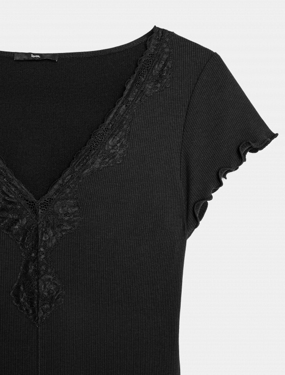 футболка с кружевом из хлопка и бамбука - цена, описание и отзывы - фото №3