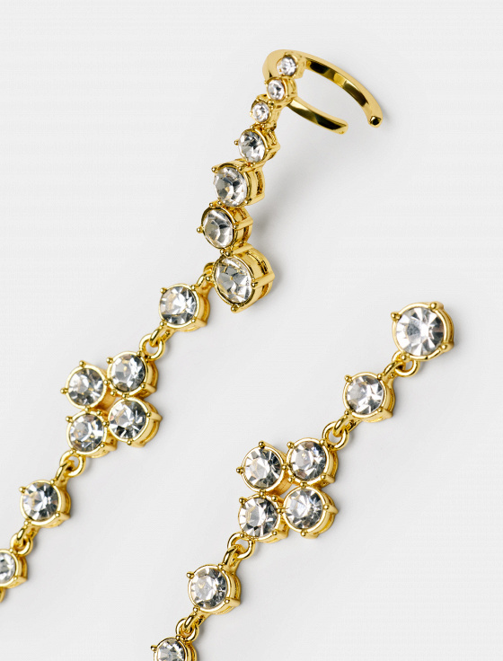 серьги асимметричные с кристаллами - цена, описание и отзывы - фото №5