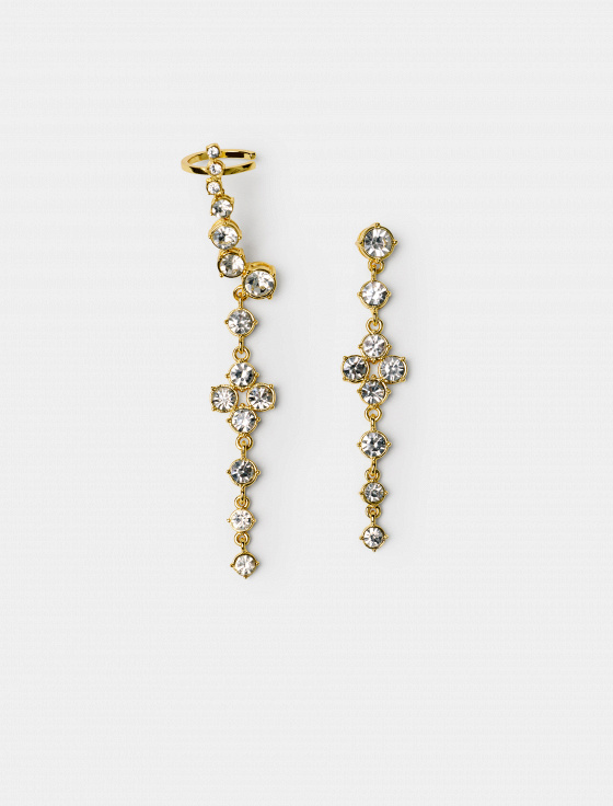 серьги асимметричные с кристаллами - цена, описание и отзывы - фото №1