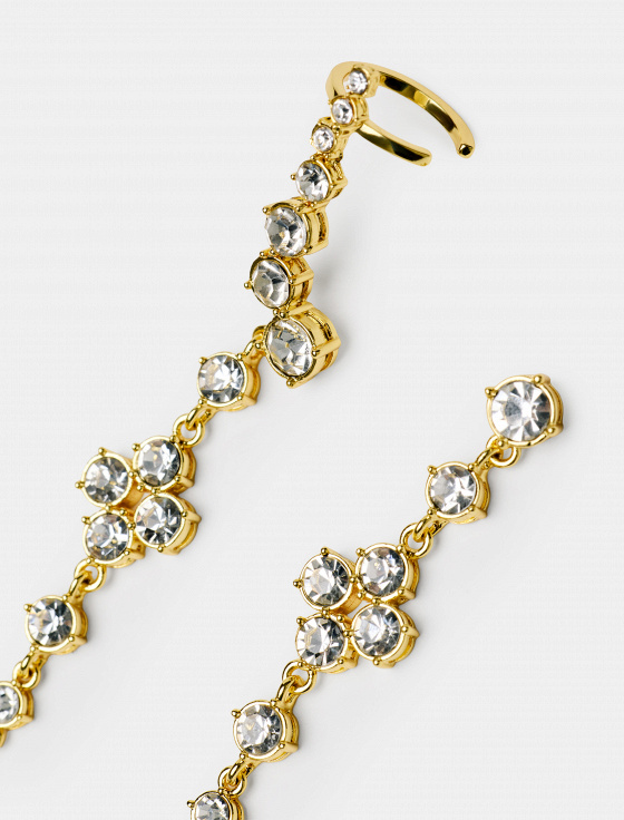 серьги асимметричные с кристаллами - цена, описание и отзывы - фото №4