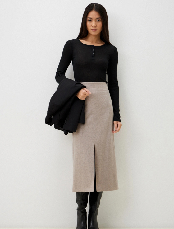 юбка миди из шерсти с разрезами - цена, описание и отзывы - фото №1