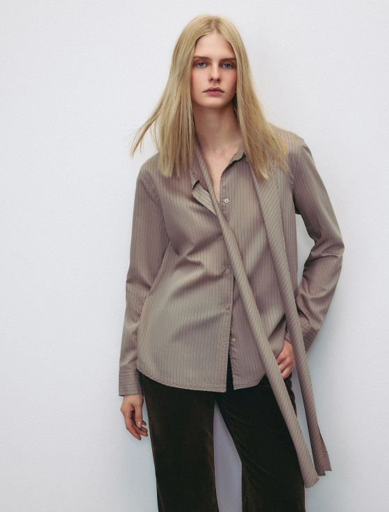 блуза в полоску с воротом-шарфом - цена, описание и отзывы - фото №3