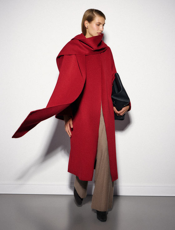 пальто из шерсти с шарфом - цена, описание и отзывы - фото №5