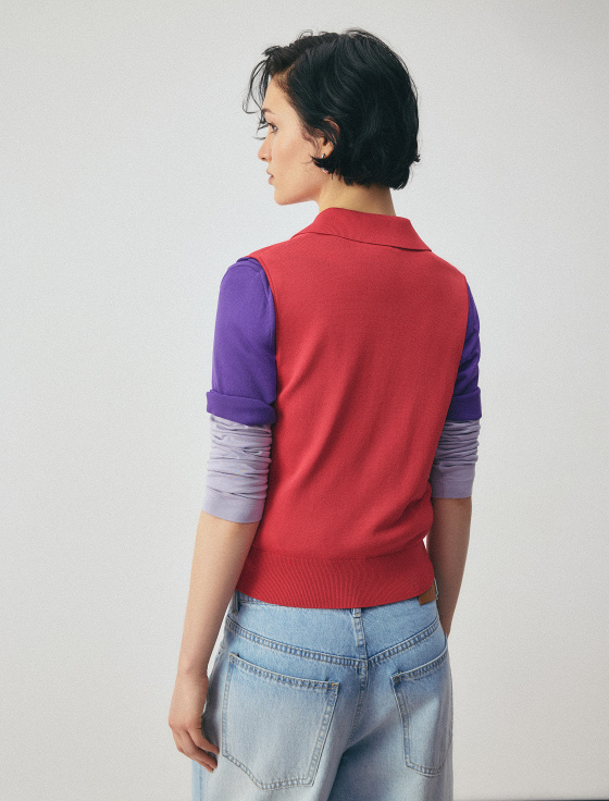 жилет из вискозы с отложным воротом - цена, описание и отзывы - фото №3