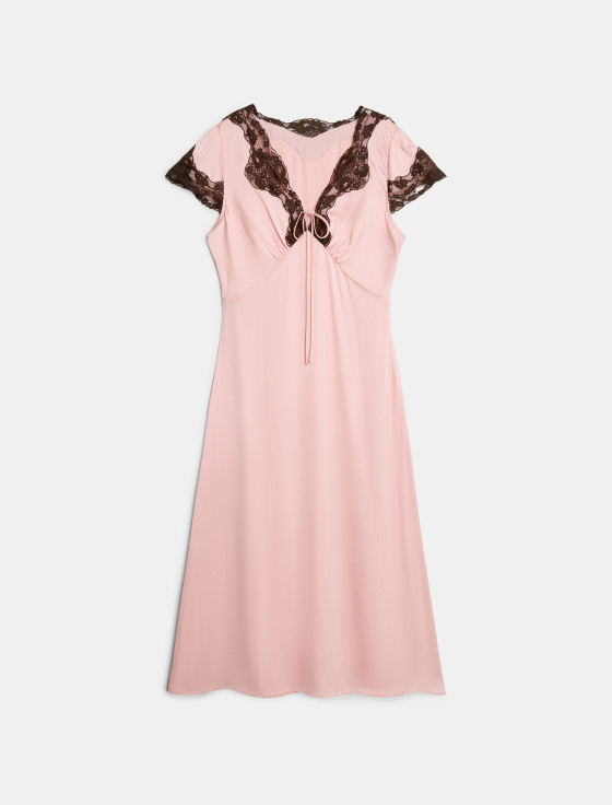 платье миди из вискозы с кружевом - цена, описание и отзывы - фото №1